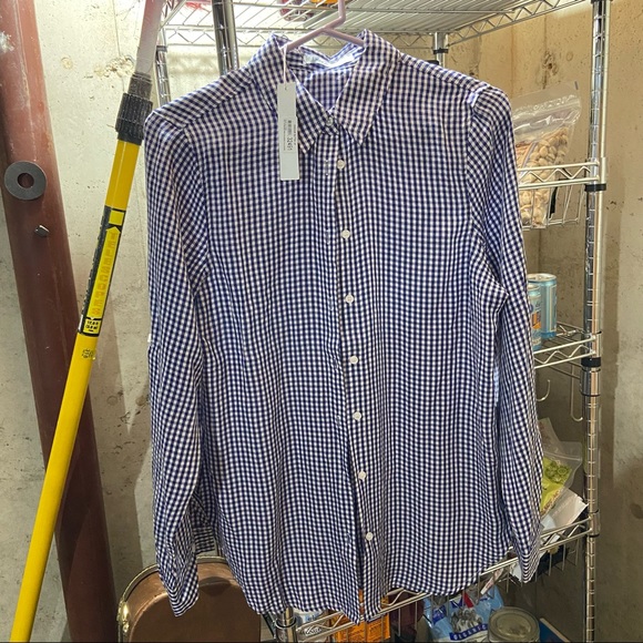 Elsie & Zoey Gingham Button Up Blue & White Medium Brand New - Picture 2 of 8